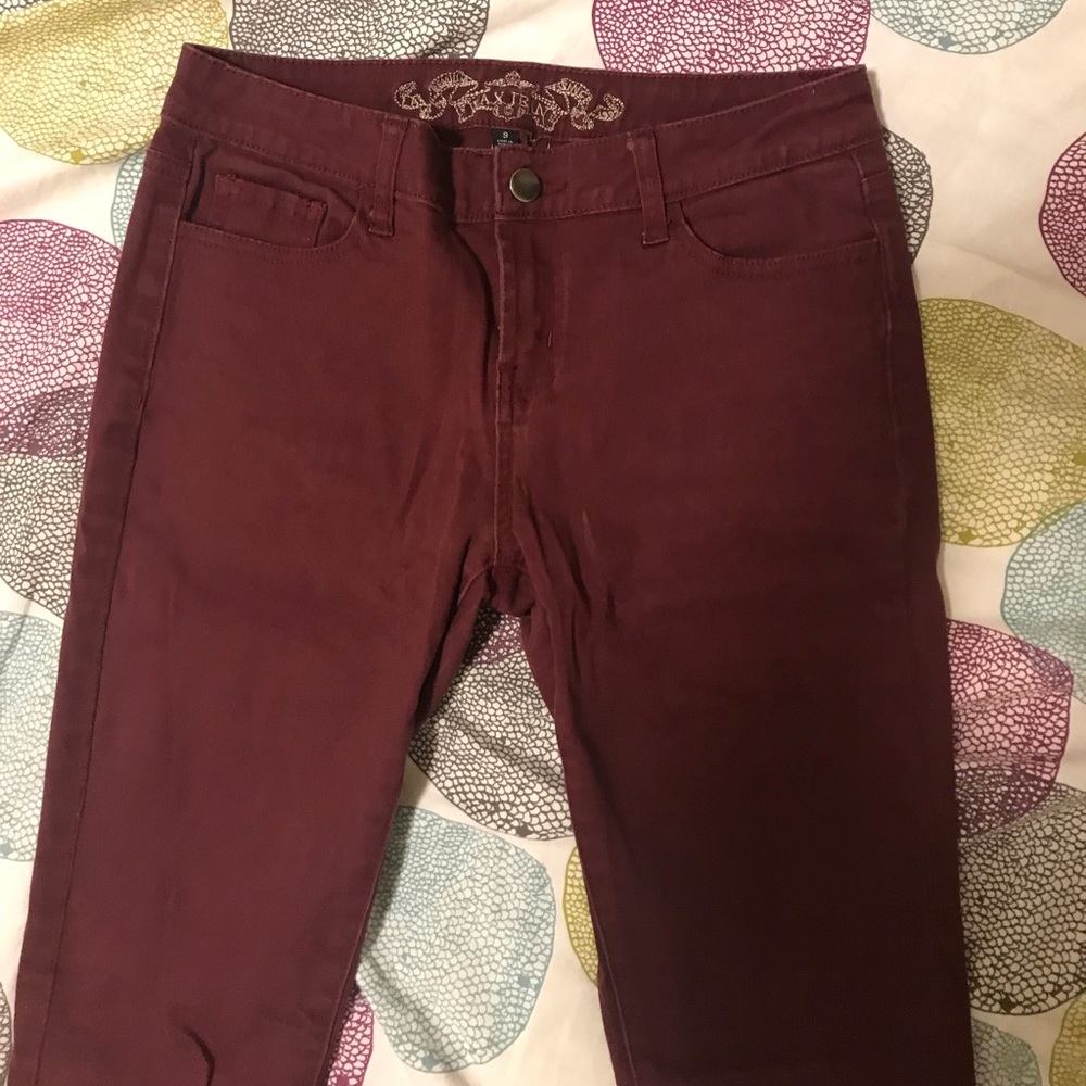 Burgundy color skinny jeans